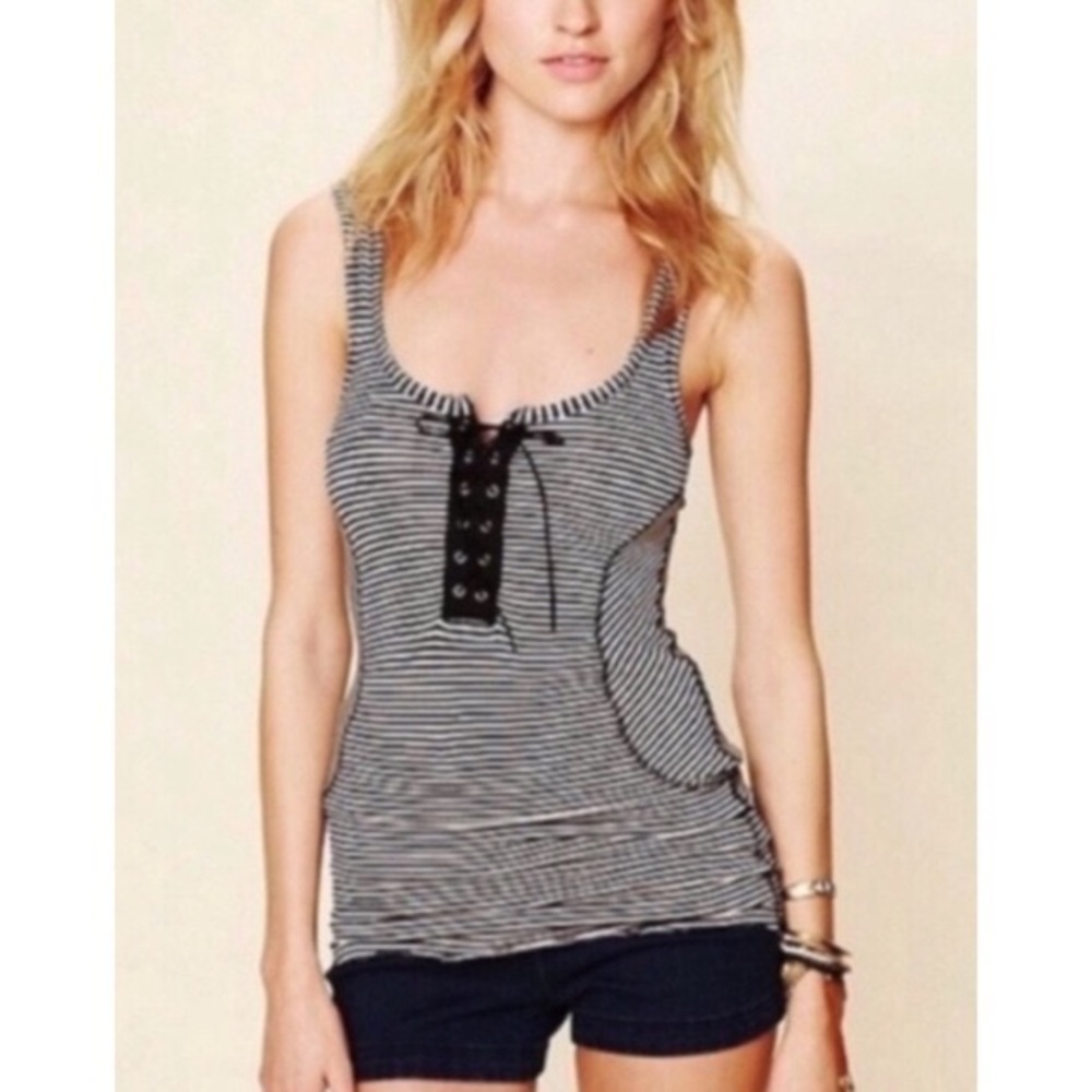 Free people black and white lace tank